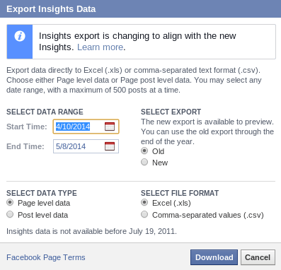 Exportacion de Datos facebook