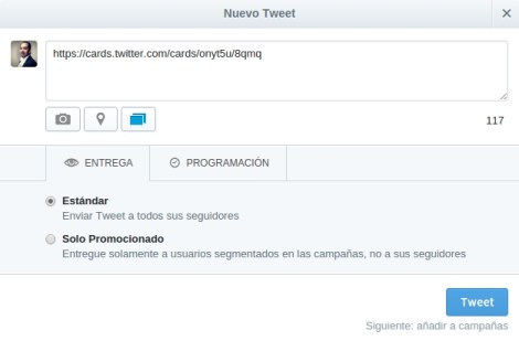 Creacion tweet website cards